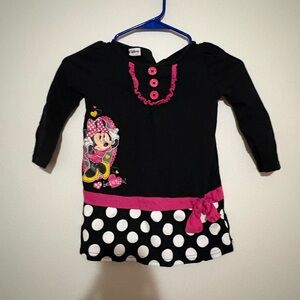 Disney Minnie Mouse Black and Pink Long Sleeve Tee